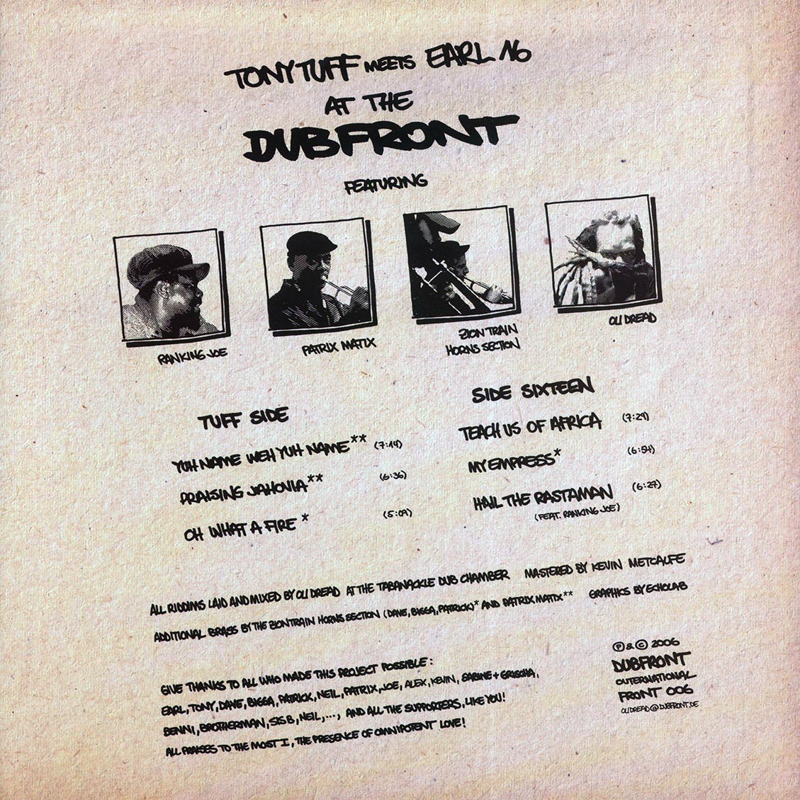 Tony Tuff, Earl Sixteen - Tony Tuff Meets Earl 16 At The Dubfront (2006 FIRST PRESS) (orig. press) - Vinyl LP, LP