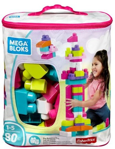 Big Building Bag Pink 80 Piece Toddler Building, Mega Bloks, Collectibles