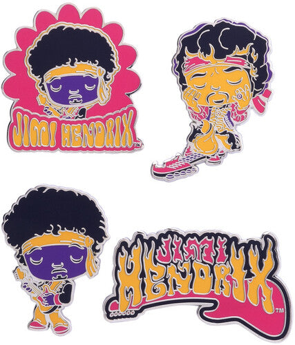 Jimi Hendrix - Flaming Guitar, Funko Pop! 4Pk Pin Set:, Apparel
