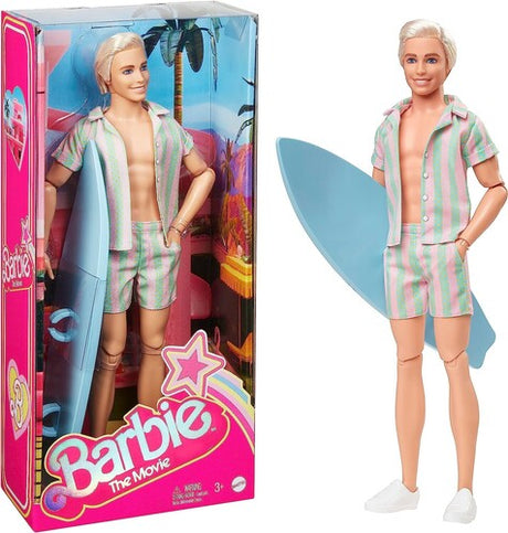Barbie Movie Ken Doll Wearing Pastel Striped Beach, Barbie, Collectibles