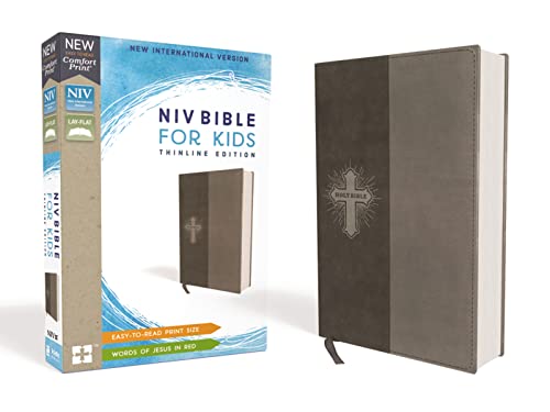 Niv, Bible for Kids, Leathersoft, Gray, Red Letter, Comfort Print: Thinline Edition -- Zondervan, Bible