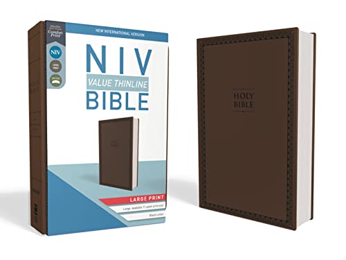 NIV, Value Thinline Bible, Large Print, Imitation Leather, Brown -- Zondervan, Bible