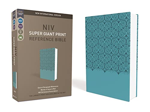 NIV, Super Giant Print Reference Bible, Imitation Leather, Blue, Red Letter Edition -- Zondervan, Bible