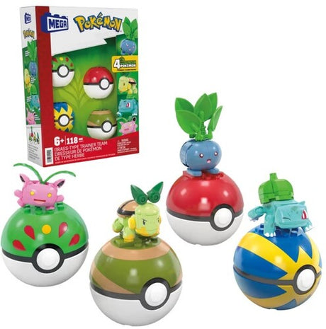 Pokemon Grass Type Trainer Team Building Toy Set, Mega Bloks Pokemon, Collectibles