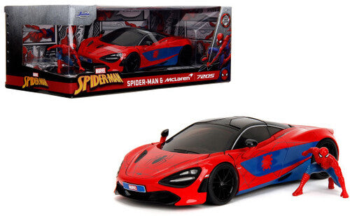 1:24 Hwr - Mclaren 720S W/Spiderman (4Pc)