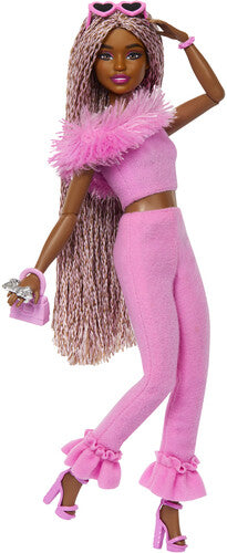 Barbie Dlx Style Pink And Brown Braids Pink Top