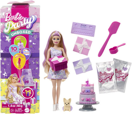 Barbie Party Unboxed Doll Pet Birthday Purple Doll, Barbie Party Unboxed, Collectibles