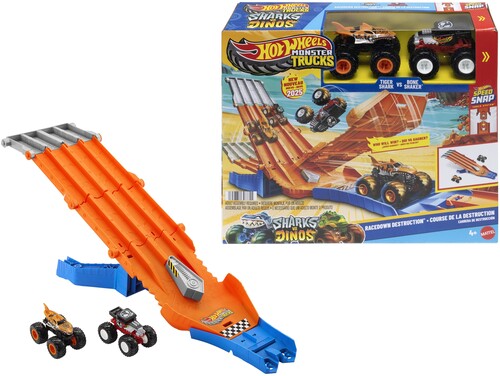 Hw Monster Trucks Race Down Demolition Playset