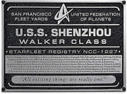 Star-Trek Discovery Ships Shenzhou Plaque