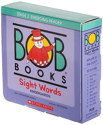 Bob Books - Sight Words Kindergarten Box Set Decodable Phonics Books, Ages 4 and Up, Kindergarten, Flashcards (Stage 2: Emerging Reader) -- Lynn Maslen Kertell, Paperback