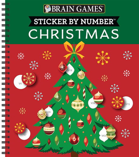 Brain Games - Sticker by Number: Christmas (28 Images to Sticker - Christmas Tree Cover): Volume 2 -- Publications International Ltd, Spiral