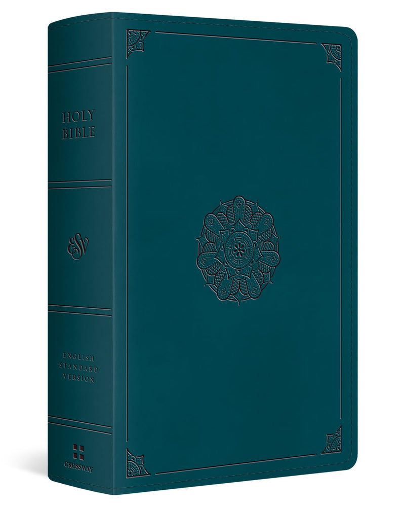 ESV Large Print Personal Size Bible (Trutone, Deep Teal, Emblem Design) by