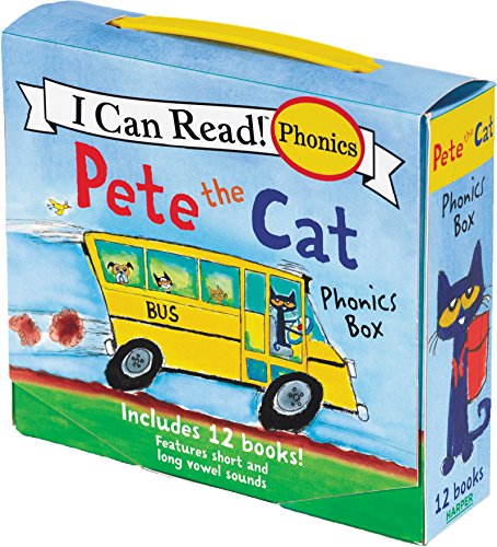 Pete the Cat 12-Book Phonics Fun!: A Box of 12 Mini-Books Featuring Short and Long Vowel Sounds -- James Dean, Boxed Set