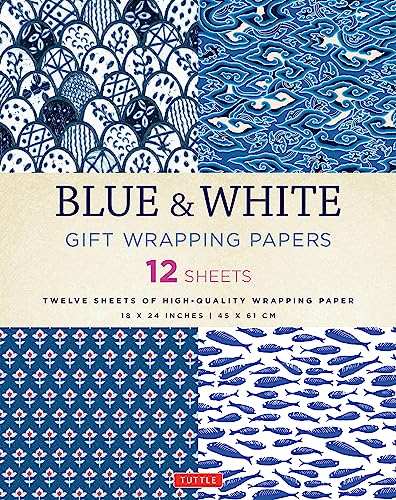 Blue & White Gift Wrapping Papers - 12 Sheets: 18 X 24 Inch (45 X 61 CM) Wrapping Paper -- Tuttle Studio, Other