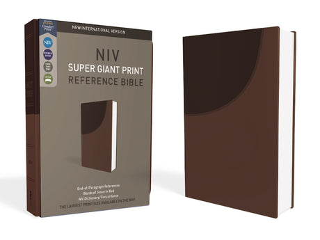 NIV, Super Giant Print Reference Bible, Imitation Leather, Brown, Red Letter Edition -- Zondervan, Bible