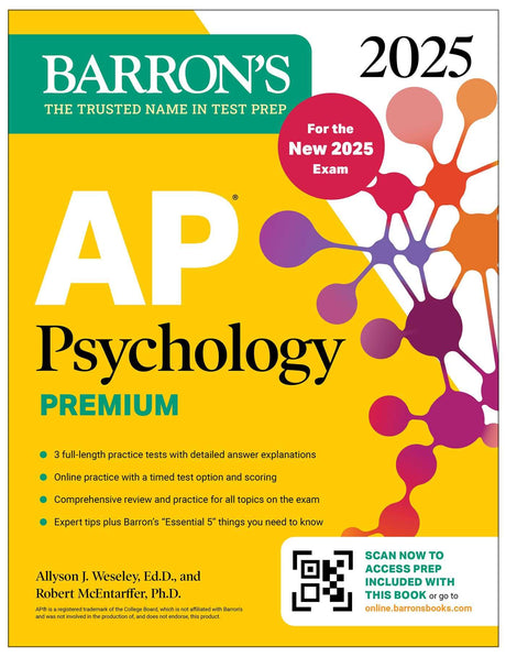 AP Psychology Premium, 2025: Prep Book for the New 2025 Exam with 3 Practice Tests + Comprehensive Review + Online Practice -- Barron's Educational Series, Paperback