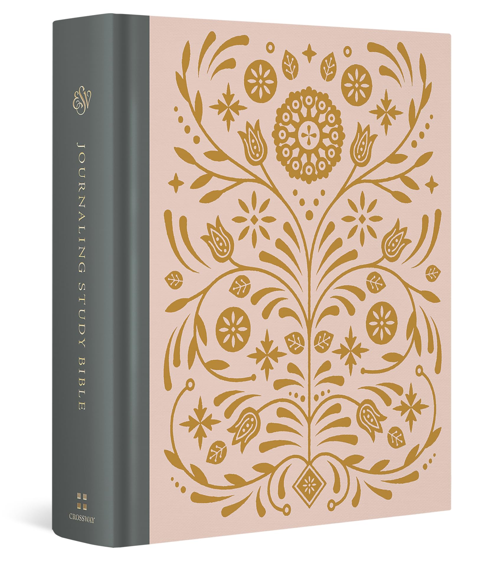 ESV Journaling Study Bible (Cloth Over Board, Blush/Ochre, Floral Design) by