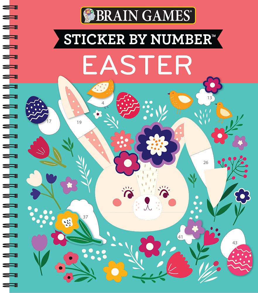 Brain Games - Sticker by Number: Easter -- Publications International Ltd, Spiral