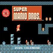 Super Mario Bros. 8-Bit Retro 2026 Wall Calendar + 6 Bonus Die-Cut Notecards by Nintendo