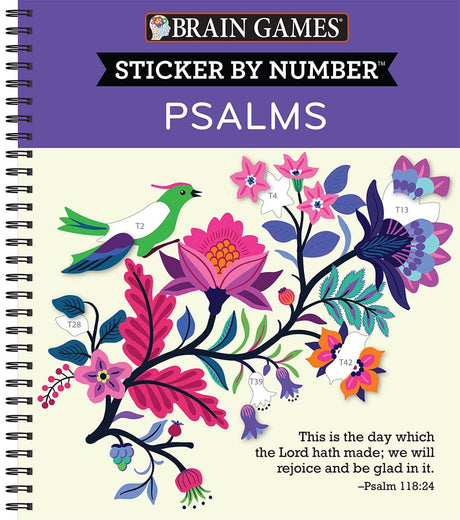 Brain Games - Sticker by Number: Psalms (28 Images to Sticker) -- Publications International Ltd, Spiral