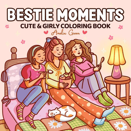 Bestie Moments: Coloring Book for Adults and Teens Featuring Cute & Girly Scenes for Relaxation -- Amelia Green, Paperback