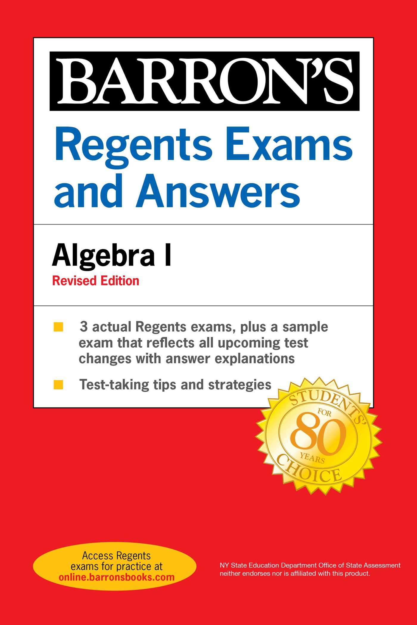 Regents Exams and Answers: Algebra I, Fourth Edition by Rubinstein, Gary M.