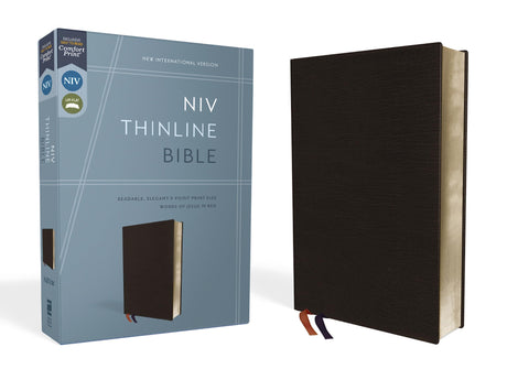 NIV, Thinline Bible, Bonded Leather, Black, Red Letter Edition -- Zondervan, Bible