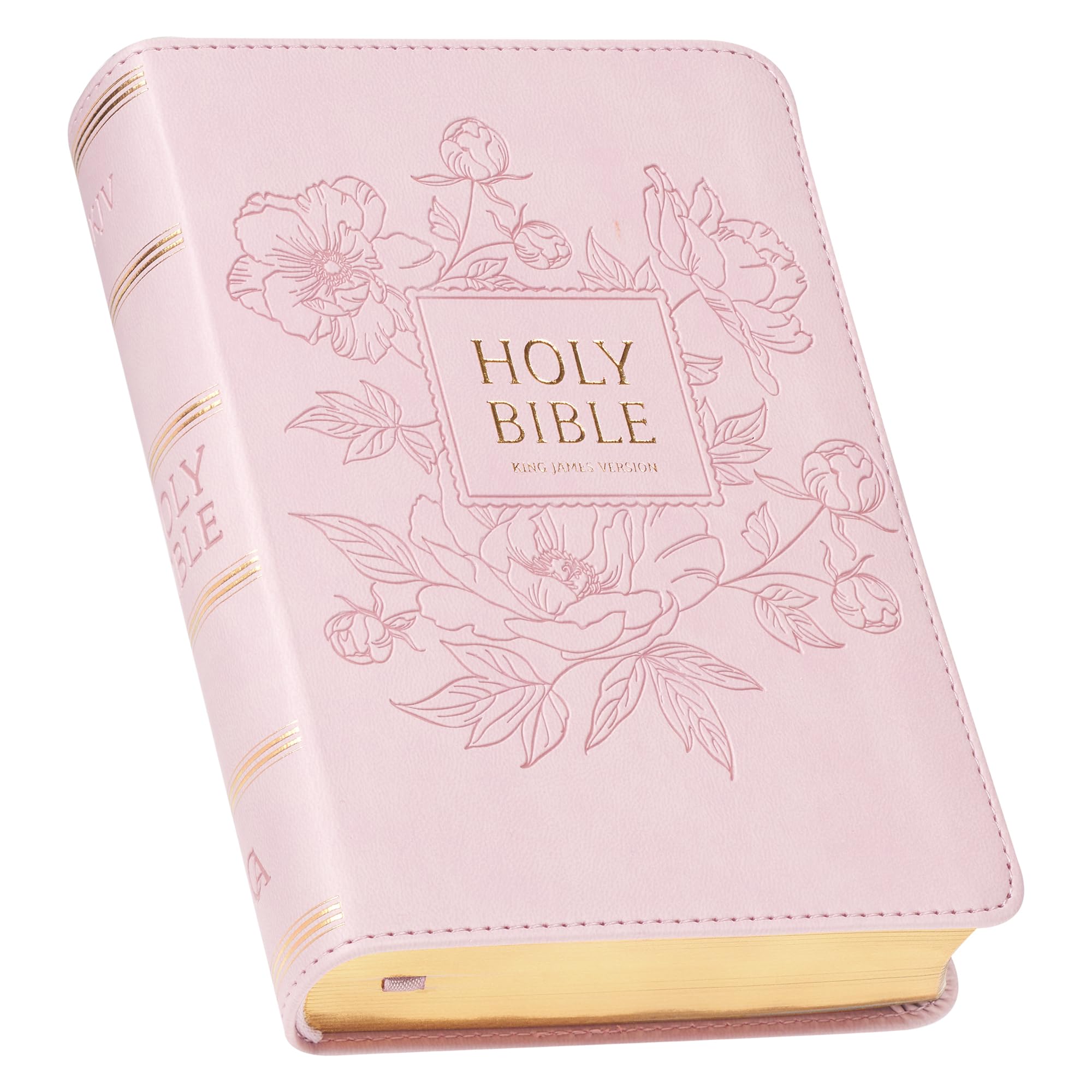 KJV Holy Bible, Compact Large Print Faux Leather Red Letter Edition - Ribbon Marker, King James Version, Pink by Christian Art Gifts