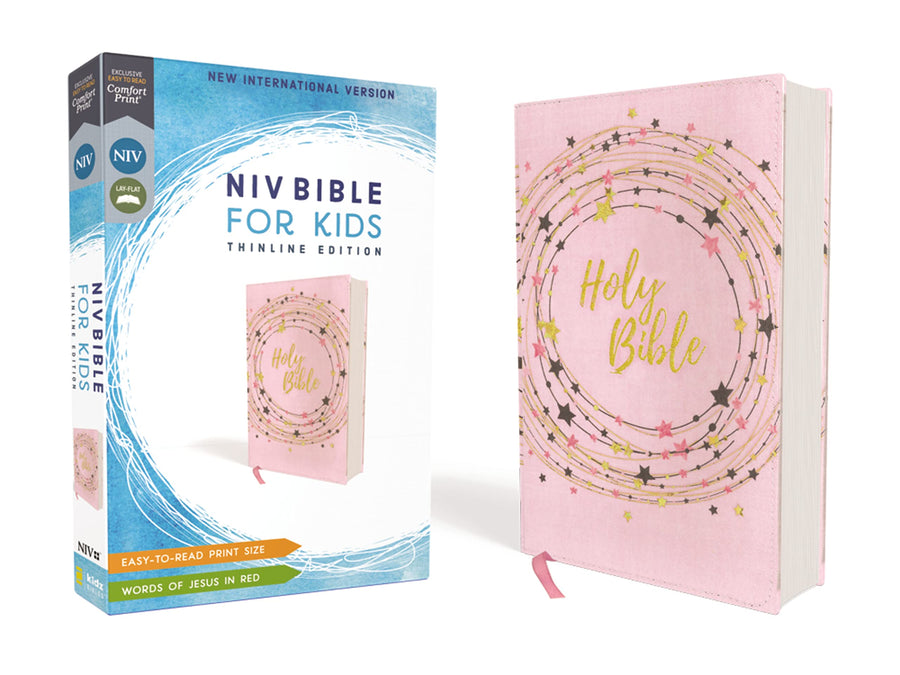 Niv, Bible for Kids, Flexcover, Pink/Gold, Red Letter, Comfort Print: Thinline Edition -- Zondervan, Bible