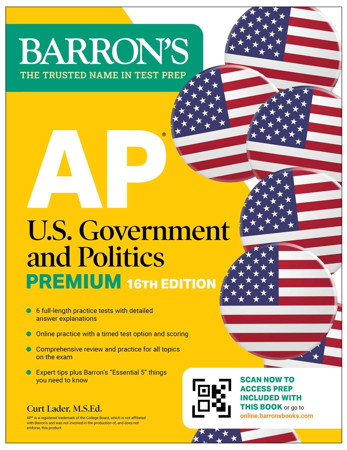AP U.S. Government and Politics Premium, Sixteenth Edition: Prep Book with 6 Practice Tests + Comprehensive Review + Online Practice (2026) by Barron's Educational Series