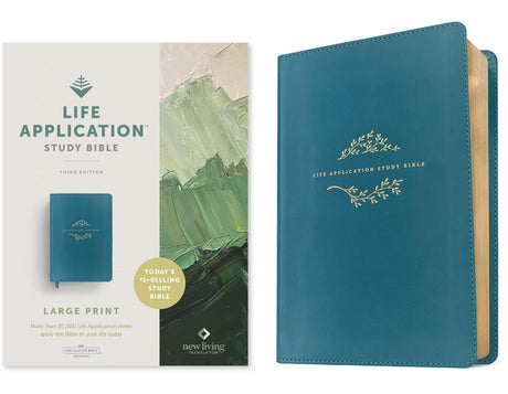 NLT Life Application Study Bible, Third Edition, Large Print (Leatherlike, Teal Blue) -- New Living Translation, Bible