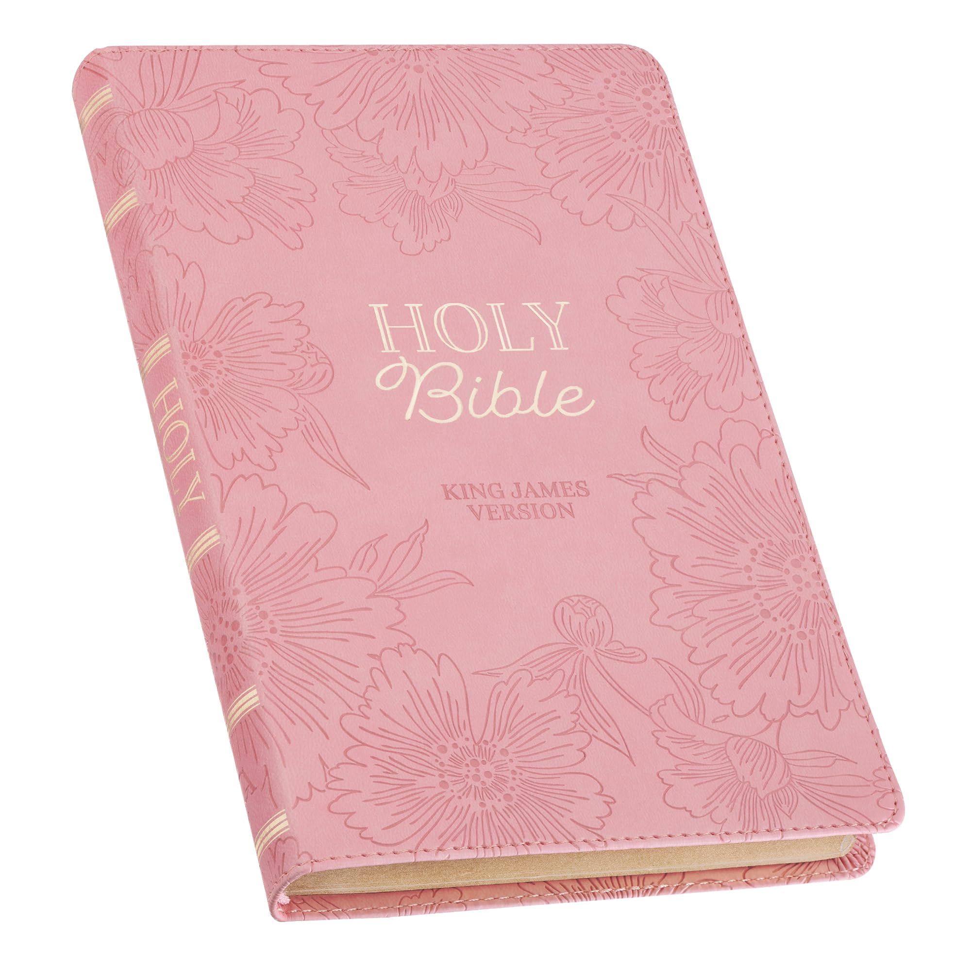 KJV Holy Bible, Gift Edition King James Version, Faux Leather Flexible Cover, Light Pink Floral by Christian Art Gifts
