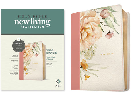NLT Wide Margin Bible, Filament Enabled (Leatherlike, Dusty Pink Blossoms, Red Letter) -- New Living Translation, Bible