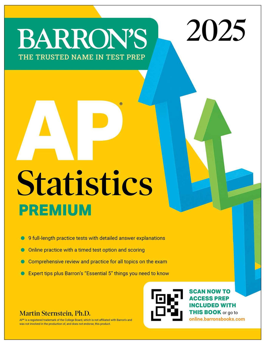 AP Statistics Premium, 2025: Prep Book with 9 Practice Tests + Comprehensive Review + Online Practice -- Barron's Educational Series, Paperback