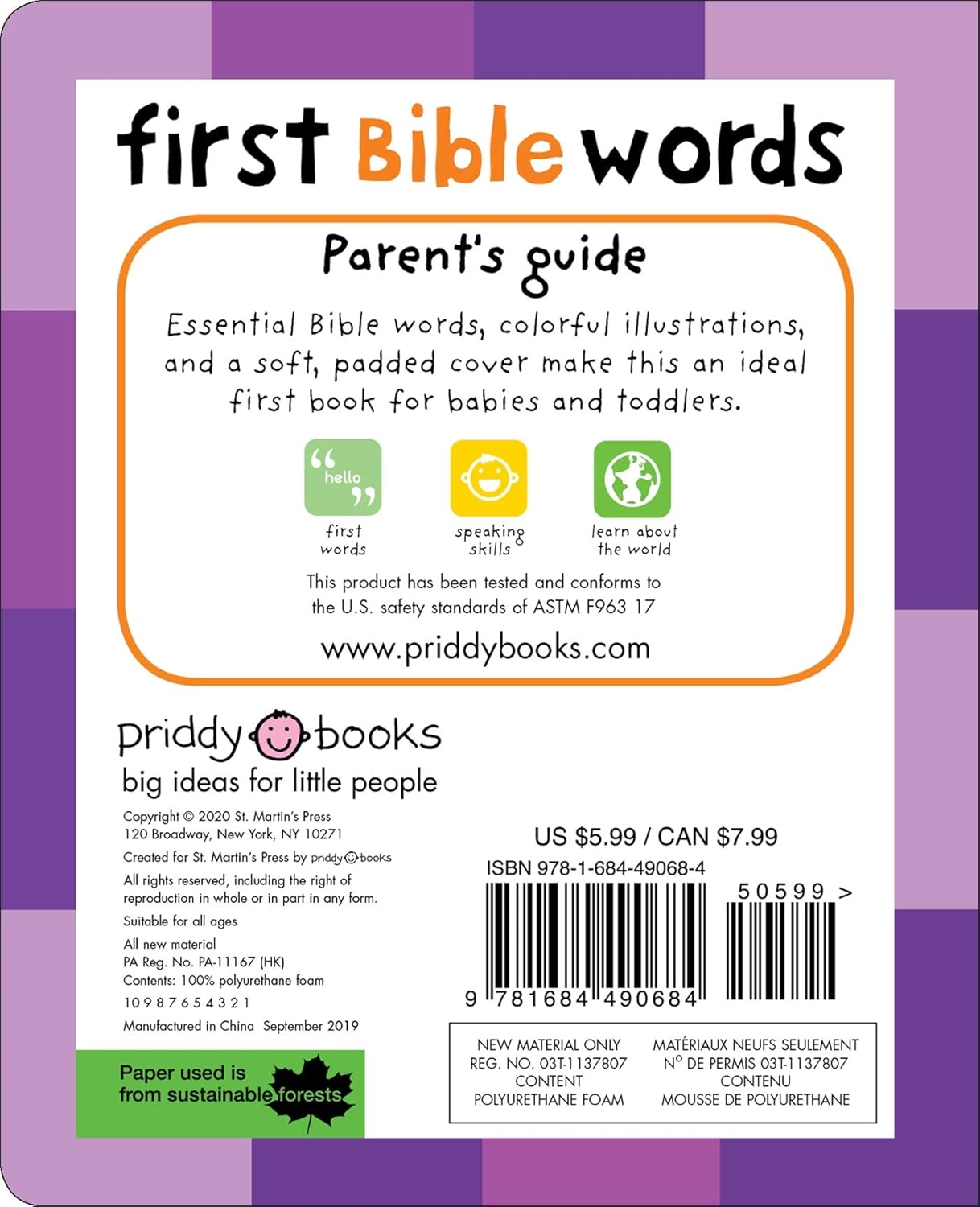 First 100: Bible Words: Share Stories of Faith and Devotion with Your Baby -- Roger Priddy, Board Book