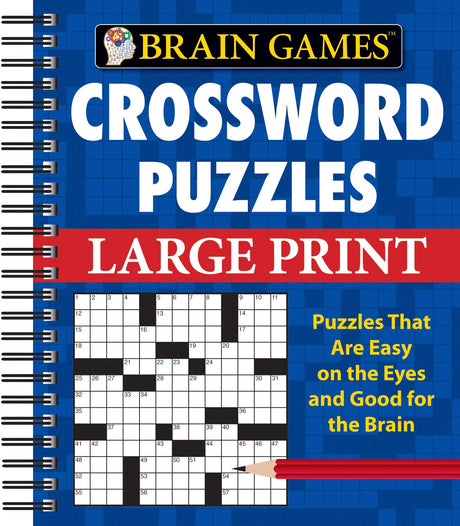 Brain Games - Crossword Puzzles - Large Print (Blue) -- Publications International Ltd, Spiral