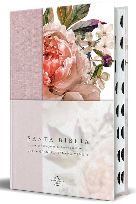 Biblia Reina Valera 1960 Letra Grande. Tela Rosada Con Flores, Manual Con Índice / Spanish Bible Rvr 1960, Large Print, Pink Floral Cloth with Index -- Reina Valera Revisada 1960, Bible