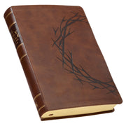 KJV Bible Giant Print Full Size Faux Leather Crown of Thorns/Amazing Grace, Brown by Christian Art Gifts