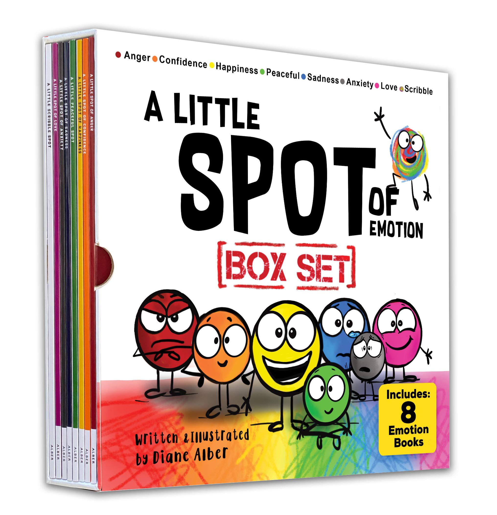 A Little Spot of Emotion 8 Book Box Set (Books 1-8: Anger, Anxiety, Peaceful, Happiness, Sadness, Confidence, Love, & Scribble Emotion) by Alber, Diane
