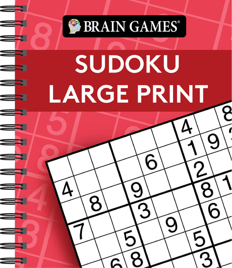 Brain Games - Sudoku Large Print (Red) -- Publications International Ltd, Spiral