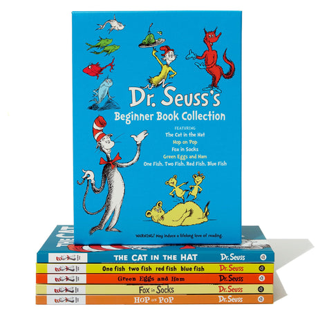 Dr. Seuss's Beginner Book Boxed Set Collection: The Cat in the Hat; One Fish Two Fish Red Fish Blue Fish; Green Eggs and Ham; Hop on Pop; Fox in Socks -- Dr Seuss, Boxed Set