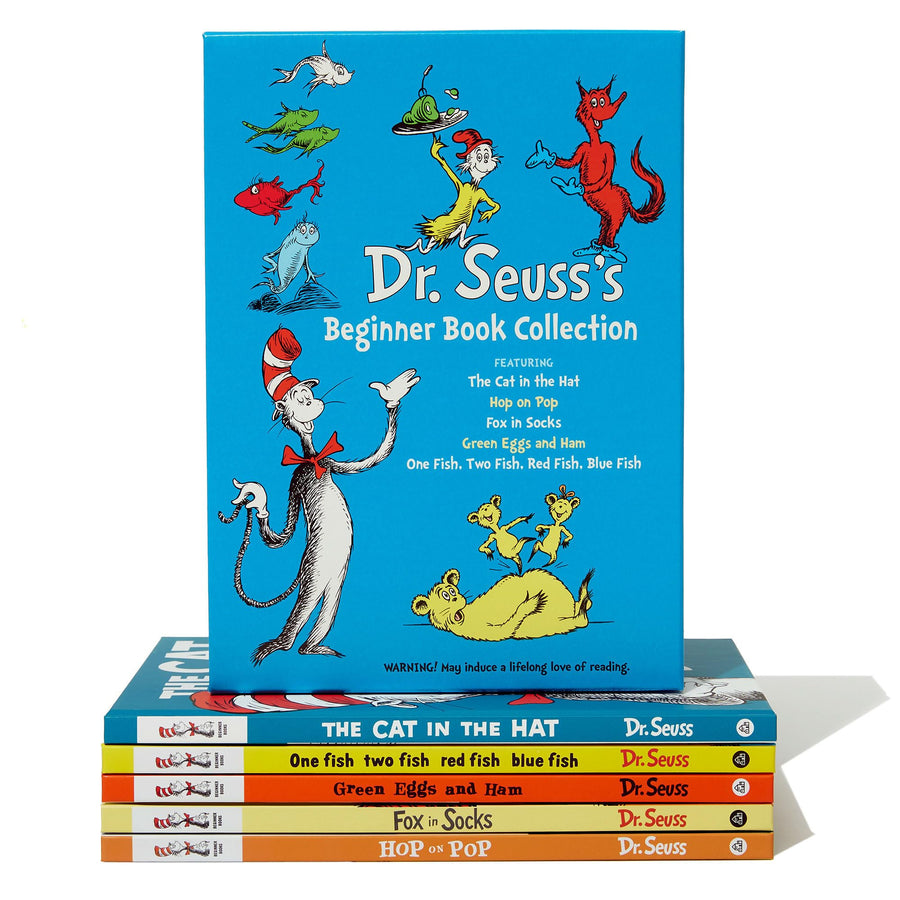Dr. Seuss's Beginner Book Boxed Set Collection: The Cat in the Hat; One Fish Two Fish Red Fish Blue Fish; Green Eggs and Ham; Hop on Pop; Fox in Socks -- Dr Seuss, Boxed Set