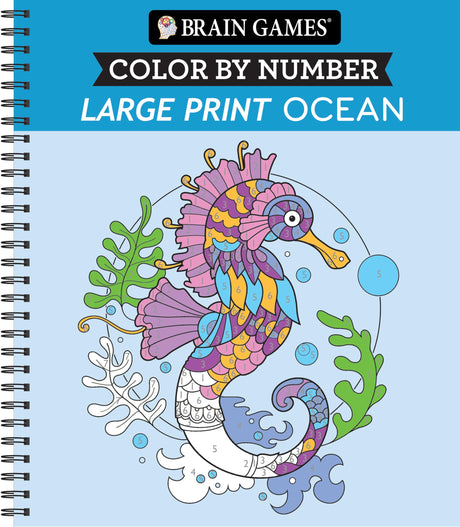 Brain Games - Color by Number - Large Print: Ocean -- Publications International Ltd, Spiral