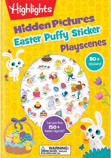 Easter Hidden Pictures Puffy Sticker Playscenes: Easter-Themed Puzzles and Puffy Stickers, Kids Easter Activity Book with Egg Hunt Games, Flower Stick -- Highlights, Paperback