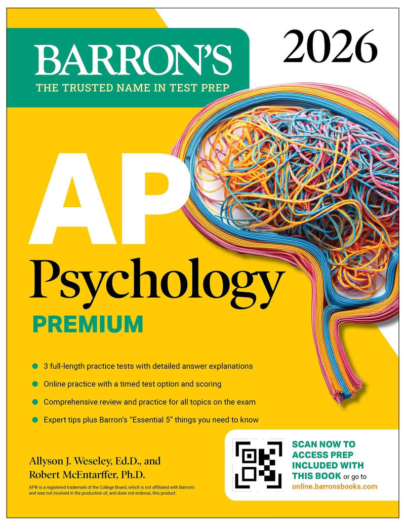 AP Psychology Premium, 2026: Prep Book with 3 Practice Tests + Comprehensive Review + Online Practice by Barron's Educational Series