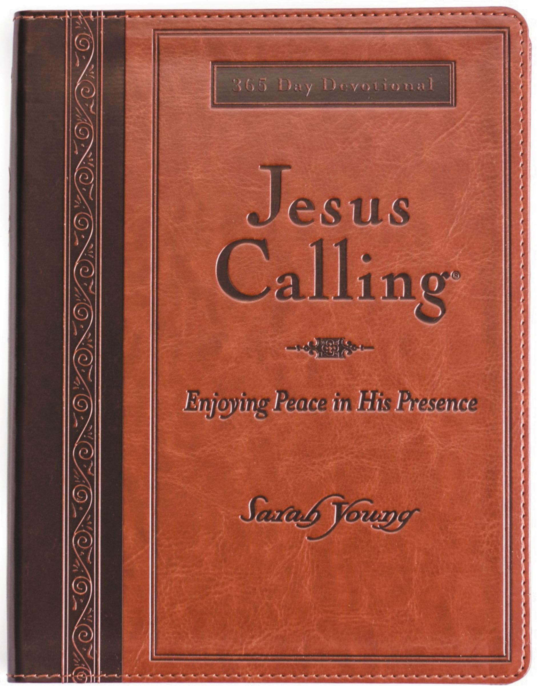 Jesus Calling, Large Text Brown Leathersoft, with Full Scriptures: Enjoying Peace in His Presence by Young, Sarah