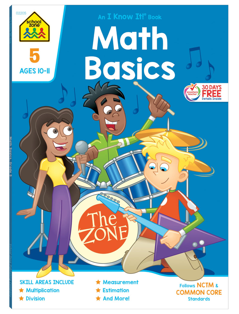 School Zone Math Basics Grade 5 Workbook by Zone, School