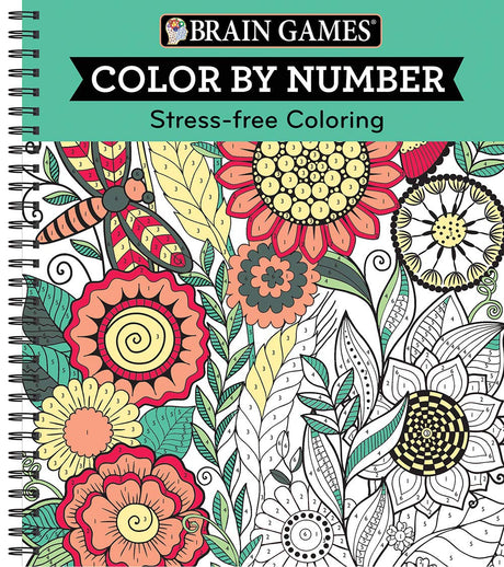 Brain Games - Color by Number: Stress-Free Coloring (Green) -- Publications International Ltd, Spiral