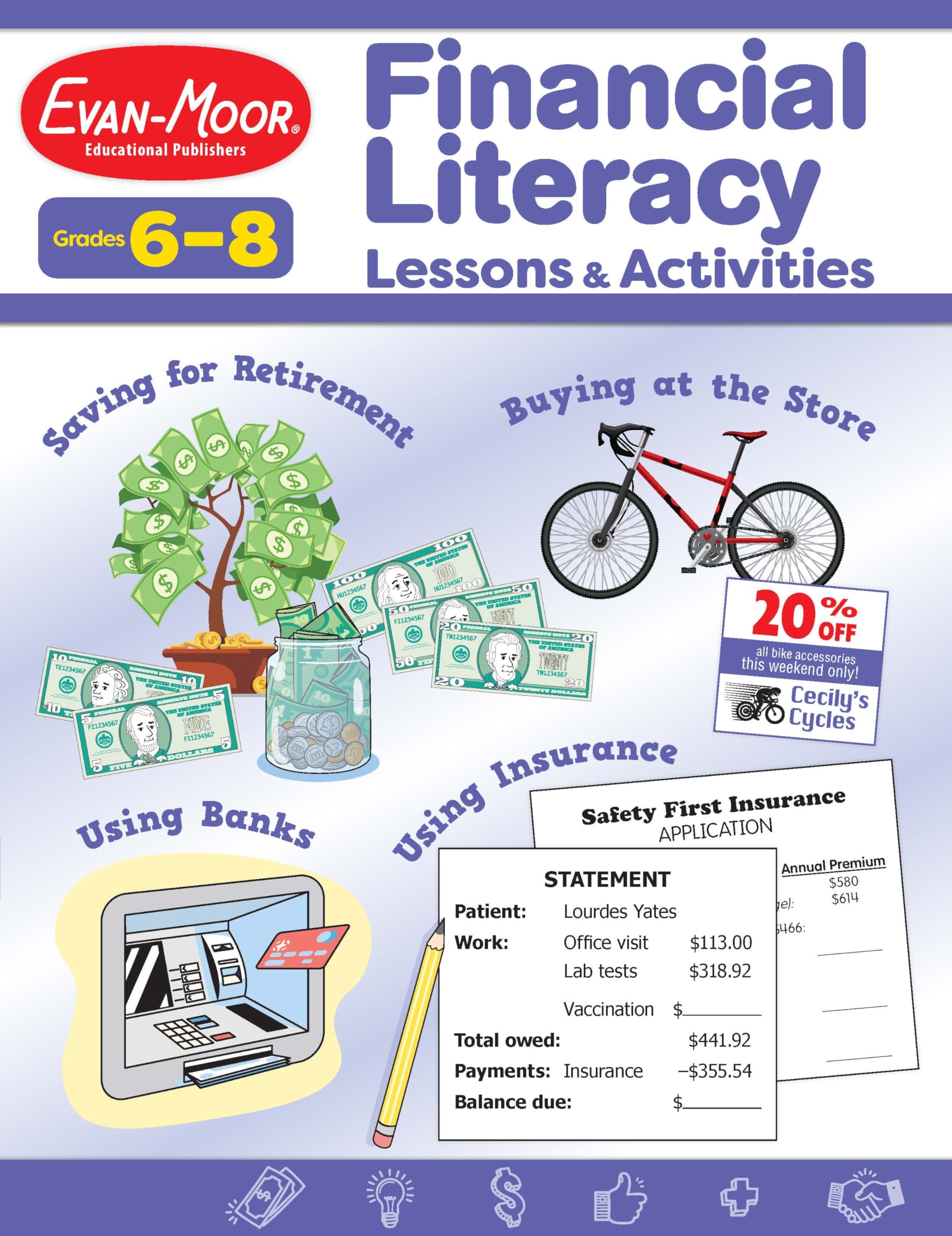 Financial Literacy Lessons and Activities, Grades 6-8 - Teacher Resource by Evan-Moor Corporation