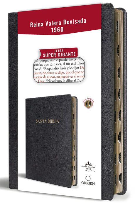 Biblia Reina Valera Revisada 1960 Letra Súper Gigante, Símil Piel Negro Con Índice / Spanish Bible Rvr 1960 Super Giant Print, Black Leathersoft W/ Th -- Reina Valera Revisada 1960, Bible